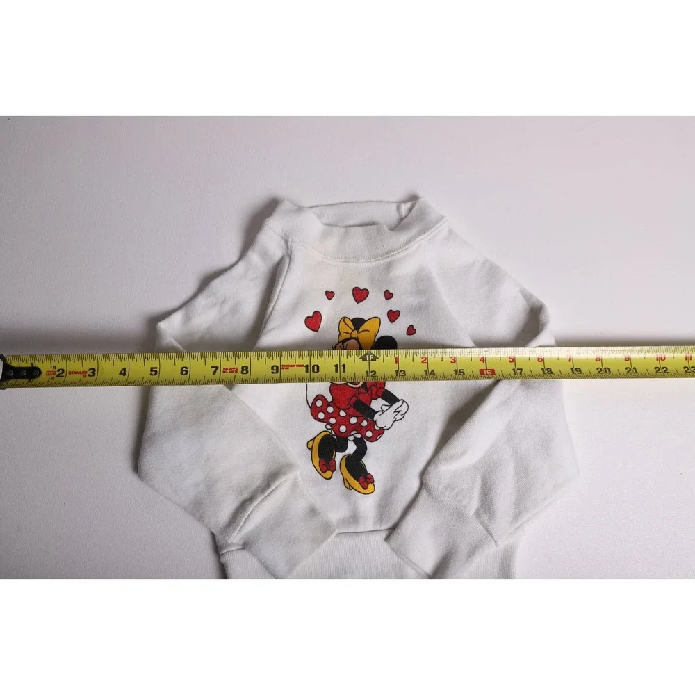 Vintage Disney Character Fashions Minnie Mouse Hearts Sweatshirt White Kids S